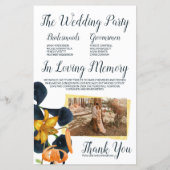 オレンジ、金ゴールド、ブルーカラリリー結婚式 プログラム (裏面)