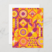 オレンジ、金ゴールド、紫の幾何形状 ノートカード (正面/裏面)