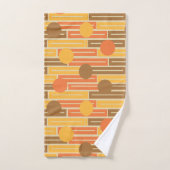 オレンジ、金ゴールド、茶色の長方形と円 バスタオルセット (ハンドタオル)