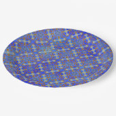 オレンジ、青いスクロールしたダイヤモンドパターン ペーパープレート (アングル)