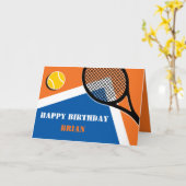 オレンジ – 青いテニスコートのカスタマイズ可能なカード カード (黄色い花)