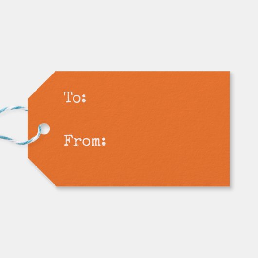 オレンジ – 青いテニスコート、カスタマイズ可能 ギフトタグ (裏面横)