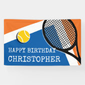 オレンジ – 青いテニスコート、カスタマイズ可能 横断幕 (横)