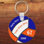 オレンジ、青王室の色、または任意の色ホワイトバレーボール キーホルダー (正面)