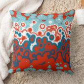 オレンジ、青、およびターコイズ幾何学模様 クッション (ブランケット)