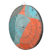 オレンジ、青、モダントレンディーの波状オーガニック形状 ダーツボード (正面右)