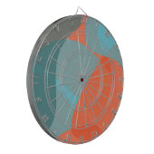 オレンジ、青、モダントレンディーの波状オーガニック形状 ダーツボード (正面左)