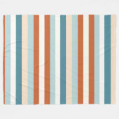 オレンジ、青、白のストライプパターン フリースブランケット (正面(横))
