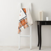 オレンジ、青、白タータンチェック シェルパブランケット (インサイチュ)