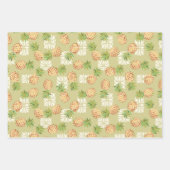 オレンジ、青、緑のパイナップル ラッピングペーパーシート (正面2)