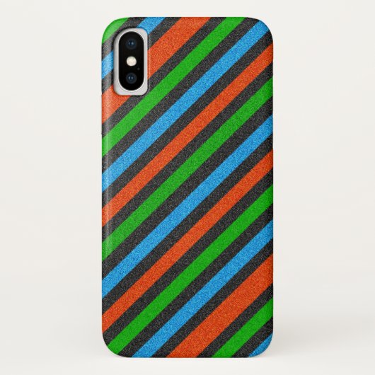 オレンジ、青、緑、黒のグリッターストライプのStaylor Case-Mate iPhoneケース (裏面)