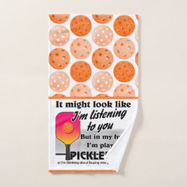 オレンジ、頭の中で私のピックボール遊コートである ハンドタオル