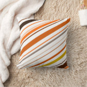 オレンジ、黄色く、ブラウンおよび白い対角線縞で飾ります クッション (ブランケット)