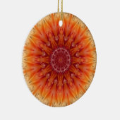 オレンジ/黄色のフラクタルの雪片 セラミックオーナメント (右)