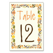 オレンジ、黄色の縁どフローラのテーブル番号 テーブルナンバー (裏面)