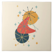 オレンジ、黄色、木炭ミッドセンチュリー抽象芸術 タイル (正面)