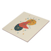 オレンジ、黄色、木炭ミッドセンチュリー抽象芸術 タイル (側面)