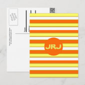 オレンジ、黄色、白のストライプ ポストカード (正面/裏面)