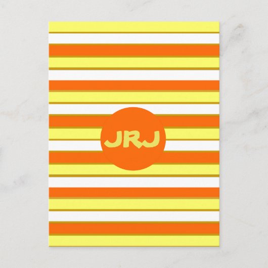 オレンジ、黄色、白のストライプ ポストカード (正面)