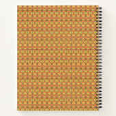 オレンジ、黄色、茶色の対称的なパターン ノートブック (裏面)
