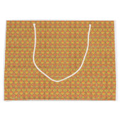 オレンジ、黄色、茶色の対称的なパターン ラージペーパーバッグ (正面)