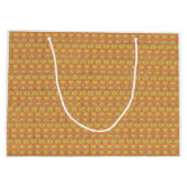 オレンジ、黄色、茶色の対称的なパターン ラージペーパーバッグ (裏面)