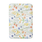 オレンジ 黄色 青 水彩画 野の花 バスマット (正面縦)
