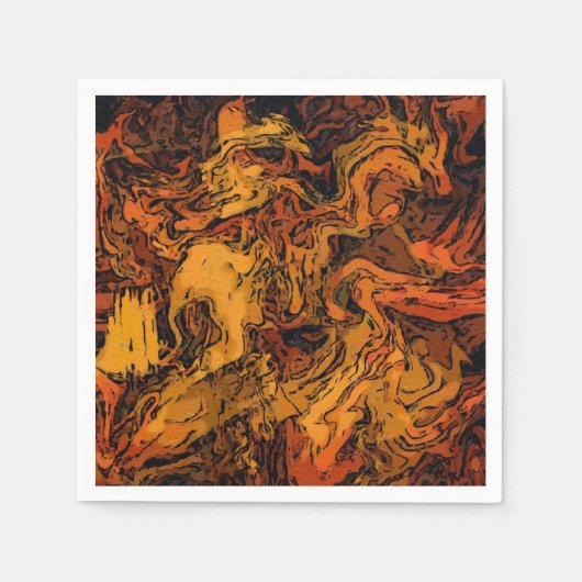 オレンジ、黄、および黒の抽象芸術 スタンダードカクテルナプキン (正面)