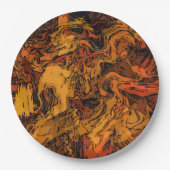 オレンジ、黄、および黒の抽象芸術 ペーパープレート (正面)