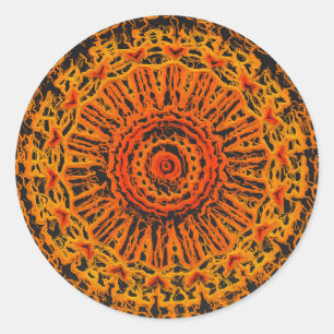 オレンジ、黄、および黒の抽象芸術 ラウンドシール