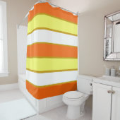 オレンジ、黄、白の各ストライプ色 シャワーカーテン (インサイチュ)