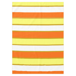 オレンジ、黄、白の各ストライプ色 テーブルクロス