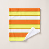 オレンジ、黄、白の各ストライプ色 バスタオルセット (ウォッシュタオル)