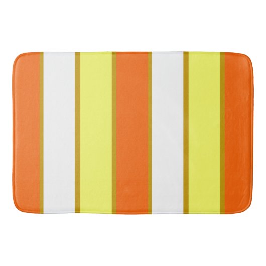 オレンジ、黄、白の各ストライプ色 バスマット (正面)