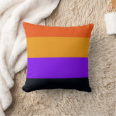 オレンジ、黄、紫、黒の各ストライプ色 クッション (ブランケット)