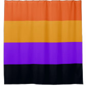 オレンジ、黄、紫、黒の各ストライプ色 シャワーカーテン (正面)
