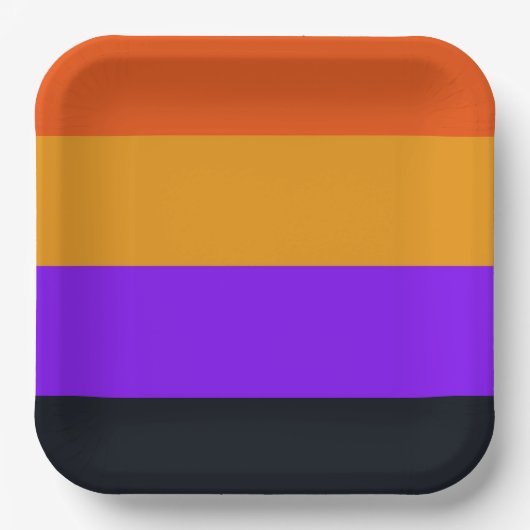 オレンジ、黄、紫、黒の各ストライプ色 ペーパープレート (正面)