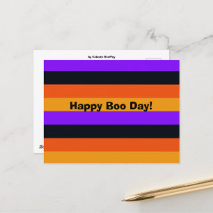 オレンジ、黄、紫、黒の各ストライプ色 ポストカード