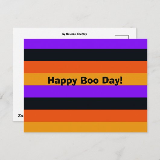 オレンジ、黄、紫、黒の各ストライプ色 ポストカード (正面/裏面)
