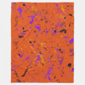 オレンジ、黄、紫、黒の抽象芸術 フリースブランケット (正面)