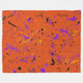 オレンジ、黄、紫、黒の抽象芸術 フリースブランケット (正面(横))
