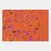 オレンジ、黄、紫、黒の抽象芸術 ラッピングペーパーシート (正面)