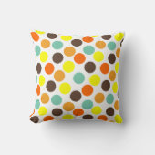 オレンジ、黄、茶、青のドット クッション (正面)