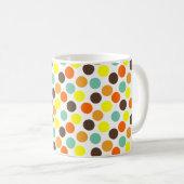 オレンジ、黄、茶、青のドット コーヒーマグカップ (正面右)