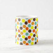 オレンジ、黄、茶、青のドット コーヒーマグカップ (中央)