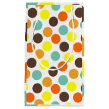 オレンジ、黄、茶、青のドット