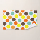 オレンジ、黄、茶、青のドット バスタオルセット (ハンドタオル)