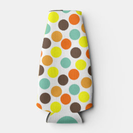 オレンジ、黄、茶、青のドット ボトルクーラー