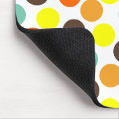 オレンジ、黄、茶、青のドット マウスパッド (コーナー)