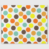 オレンジ、黄、茶、青のドット ラッピングペーパー (フラット)